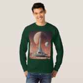 T-shirt Base de la lune rétro-futuriste à long manche (Devant entier)