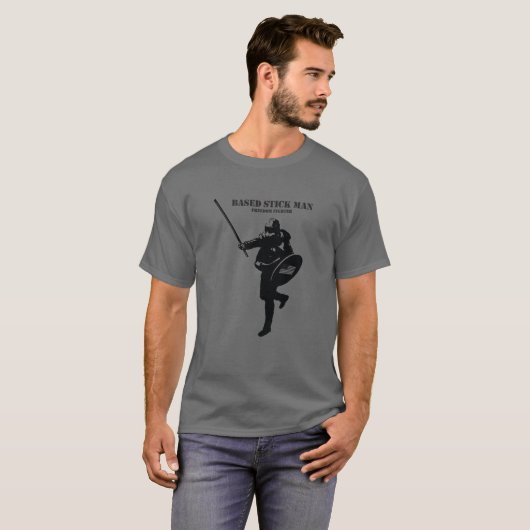 T-shirt basé d'homme de bâton (Devant entier)