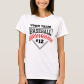 T-shirt Base et numéro de base de l'équipe de baseball Cus (Devant)