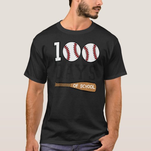 T-shirt Baseball 100 Days of School Happy 100th Day Teache (Devant)