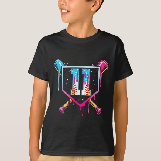 T-shirt Baseball 11 Year Old Ice Cream Drip 11th Birthday  (Devant)