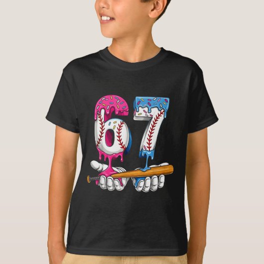 T-shirt Baseball 67 Ice Cream Drip Six Seven Boys Funny Me (Devant)