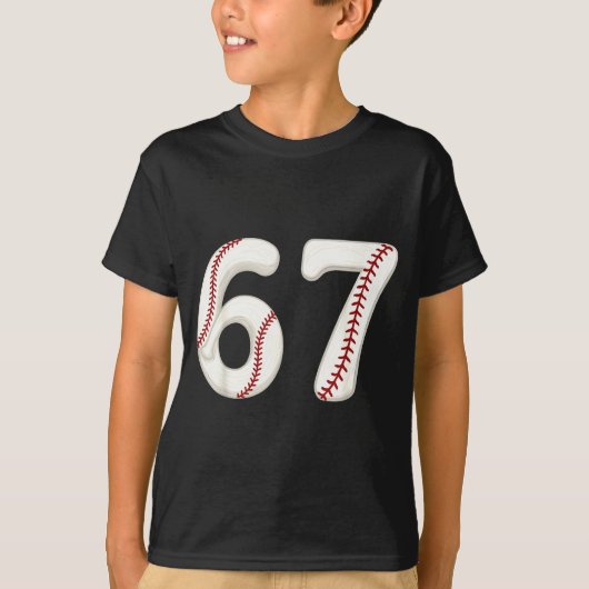 T-shirt Baseball 67 Number Funny Six Seven Gen Alpha Meme (Devant)