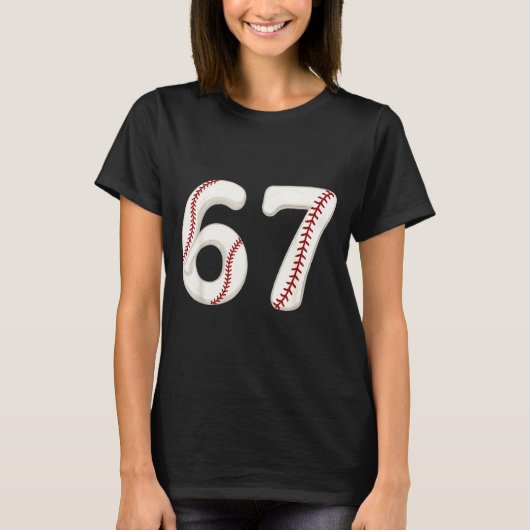 T-shirt Baseball 67 Number Funny Six Seven Gen Alpha Meme  (Devant)