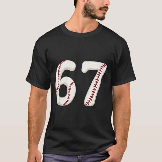 T-shirt Baseball 67 Number Funny Six Seven Gen Alpha Meme  (Devant)