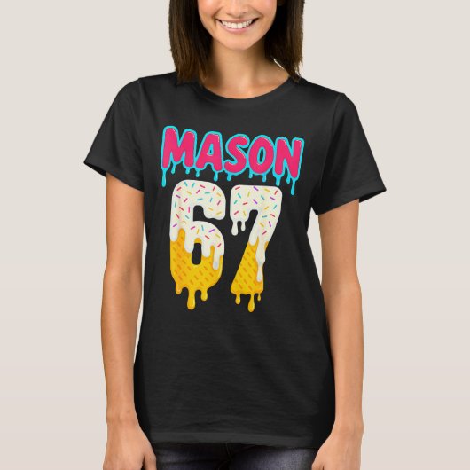 T-shirt Baseball 6 7 Ice Cream Drip Number 67 Funny Six Se (Devant)