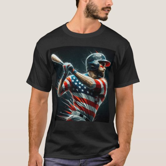 T-shirt Baseball Américain Patriotique (Devant)