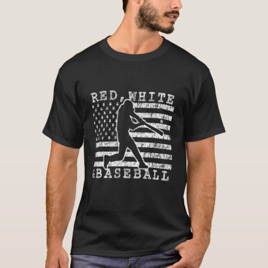 T-shirt Baseball American Flag Red White and Baseball Quot (Devant)