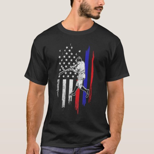 T-shirt Baseball American Flag USA 4th Of July (Devant)