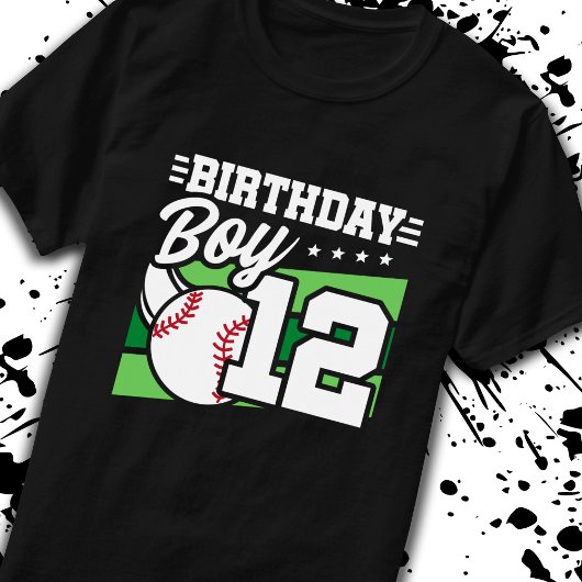 T-shirt Baseball Anniversaire 12 ans Garçon 12ème Annivers
