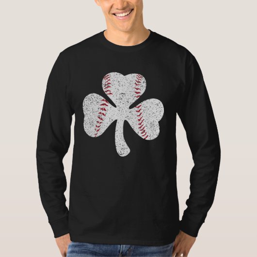 T-shirt Baseball Attrapeur Lanceur Trèfle St Patrick2019 (Devant)