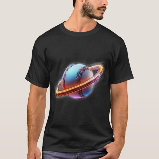 T-shirt Baseball Ball Saturn Planet, Un Design Sport Impre (Devant)