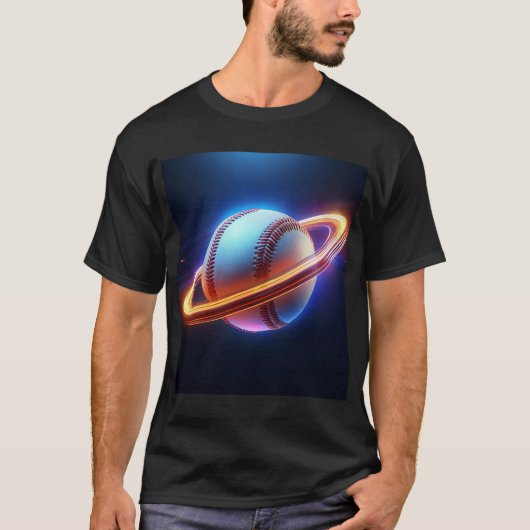 T-shirt Baseball Ball Saturn Planet, Un Design Sport Impre (Devant)