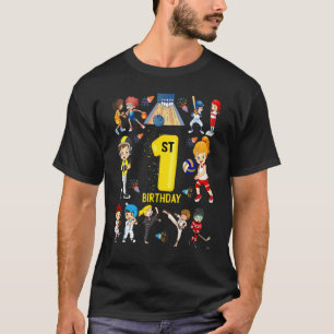 T-shirt Baseball Basketball Bowling 1 An 1er Anniversaire