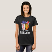 T-shirt Baseball Basketball Mom Busy Raising Ballers Ameri (Devant entier)