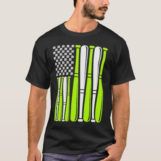 T-shirt Baseball Bat Sports American Flag St Patrick's Day (Devant)