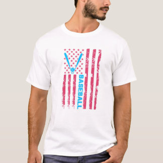 T-shirt Baseball Bat USA Drapeau Sports Lover Hommes Femme