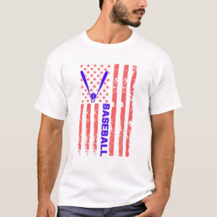 T-shirt Baseball Bat USA Drapeau Sports Lover Hommes Femme