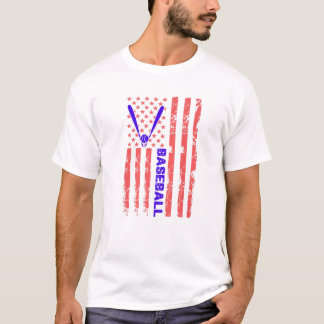 T-shirt Baseball Bat USA Flag Sports Lover Men Women Kids