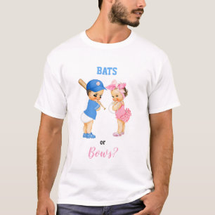 T-shirt Baseball Bats Bows Babies Boy Girl Gender Reveveve