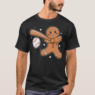 T-shirt Baseball Christmas Gingerbread Man Baseball Xmas F