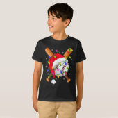 T-shirt Baseball Christmas Lights Santa Hat Baseball Playe (Devant entier)