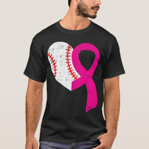 T-shirt Baseball Coeur rose Ruban Cool Cancer du sein Awar