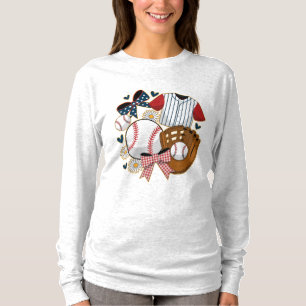 T-shirt Baseball Coquette Mignon Patriotique Sportif Esthé