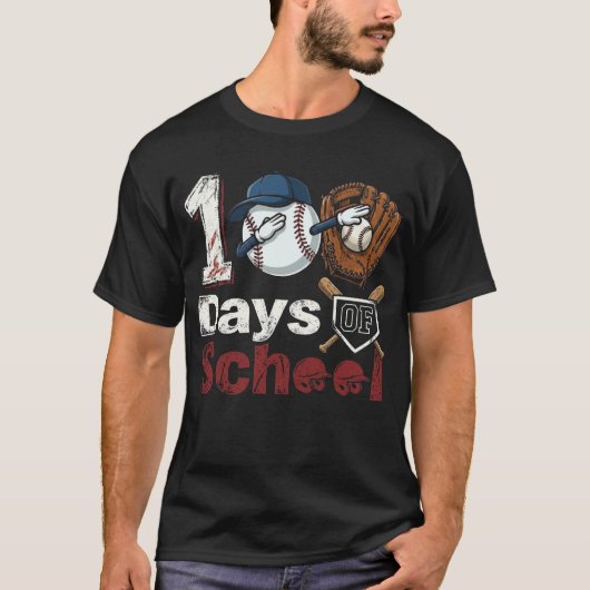 T-Shirt Baseball Dabbing 100 Jours d'École (Devant)