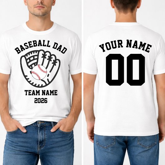 T-shirt Baseball Dad Team Custom Name Number