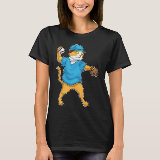 T-shirt Baseball de chat (Devant)