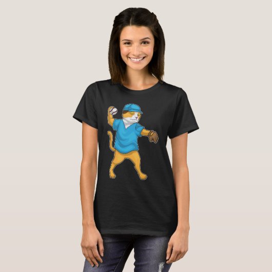 T-shirt Baseball de chat (Devant entier)