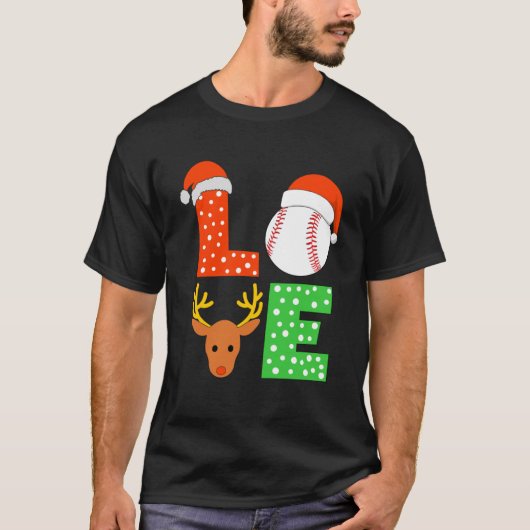 T-shirt Baseball de Noël Santa Hat Kids Reindeer Basebal (Devant)