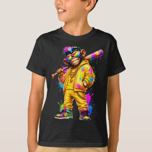 T-shirt Baseball de singe dégoulinant drôle de fête d'anim