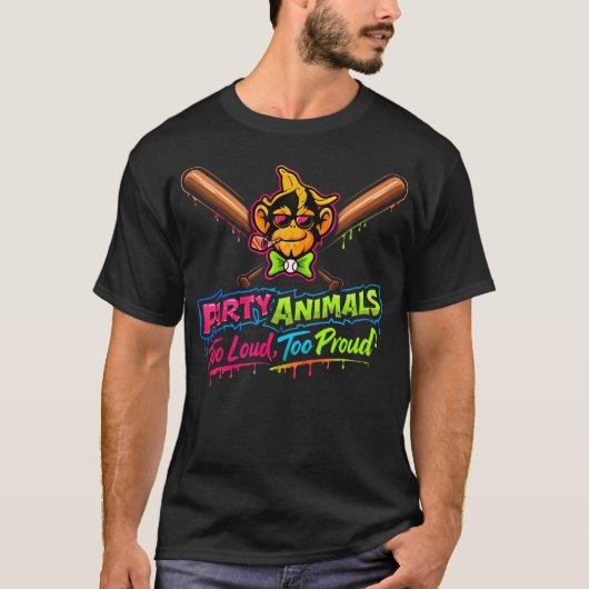 T-shirt Baseball des animaux de fête (Devant)