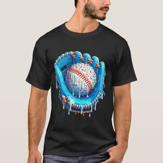 T-shirt Baseball Drip Ice Cream Glove With Sprinkles Ball (Devant)
