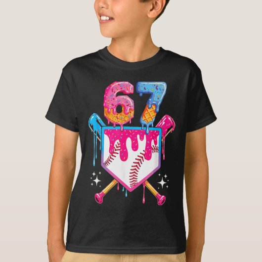 T-shirt Baseball Drip Number 67 Player Or 67th Birthday (Devant)