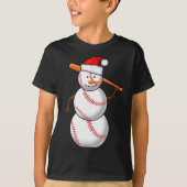 T-shirt Baseball Fan Snowman Funny Christmas Gift (Devant)