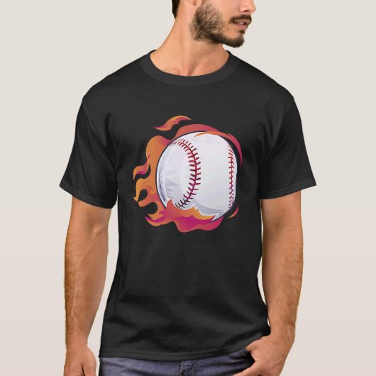 T-shirt Baseball Flame Cute Baseball Player Coach Athlete (Devant)