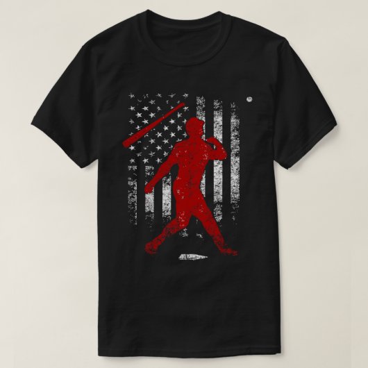 T-shirt Baseball Funny Bat Flip Drapeau Américain Patrioti (Design devant)