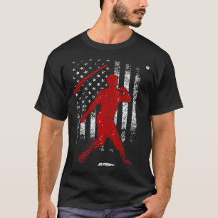 T-shirt Baseball Funny Bat Flip Drapeau Américain Patrioti