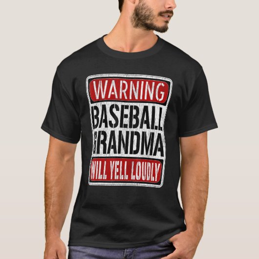 T-shirt Baseball Grandma Warning Sign  Fun Baseball Player (Devant)