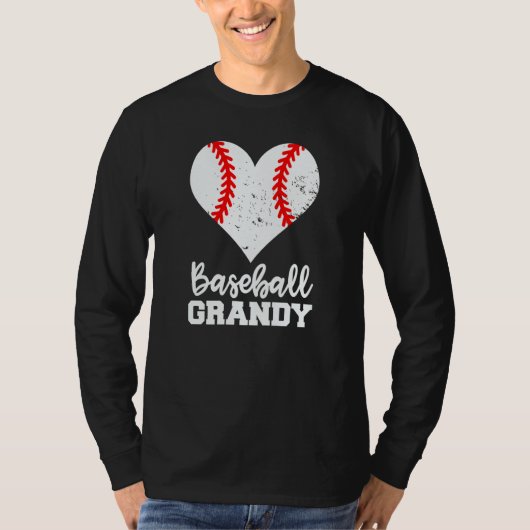 T-shirt Baseball Grandy Baseball Heart Grandma Grandy (Devant)