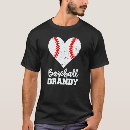 T-shirt Baseball Grandy Baseball Heart Grandma Grandy (Devant)