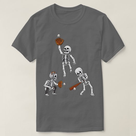 T-shirt Baseball Halloween Skeletons Hitter Catcher Boys K (Design devant)