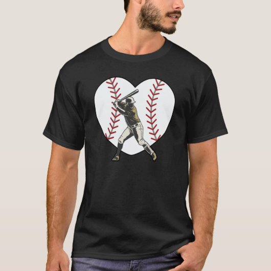 T-shirt Baseball Heart Batter Hitter Baseball Player Fan C (Devant)