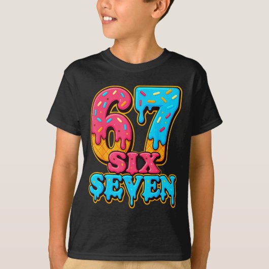 T-shirt Baseball Ice Cream Drip Number 67 Six Seven Meme C (Devant)