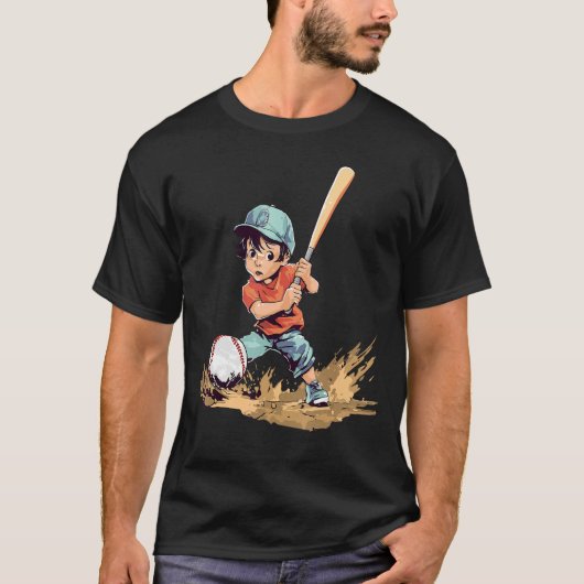 T-shirt Baseball Jouer Garçon Enfants Baseball (Devant)