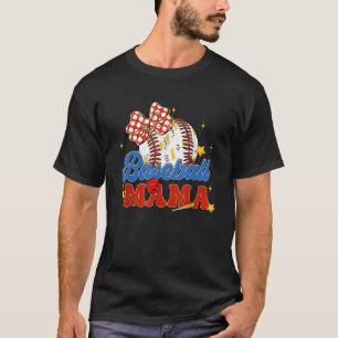 T-shirt Baseball Mama Coquette Bow Jeu Jour Baseball Maman