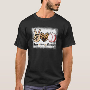 T-shirt Baseball Maman Empreinte de léopard Paix Amour Bas